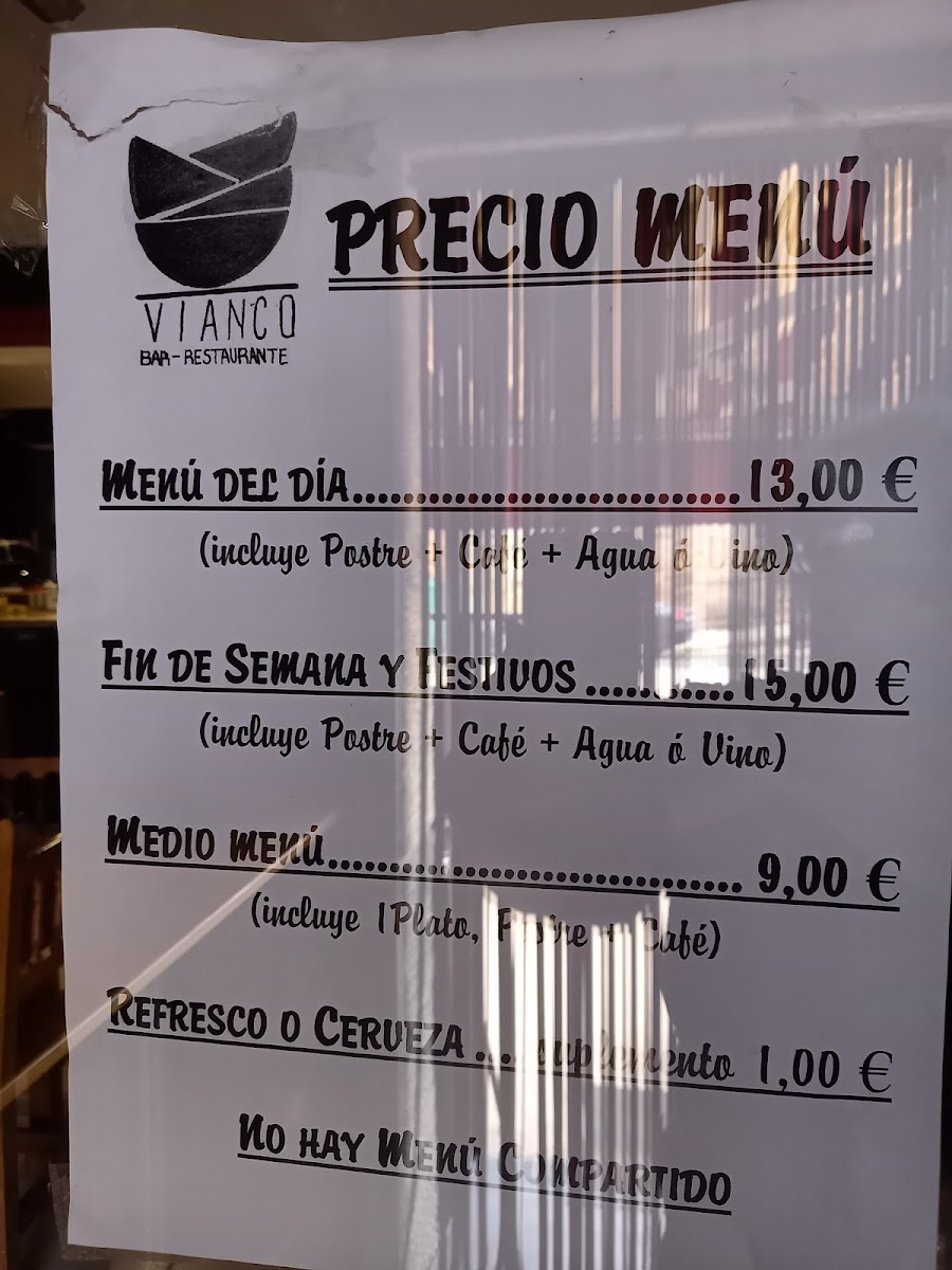 Restaurante Hostal Vianco Photo Menu 2