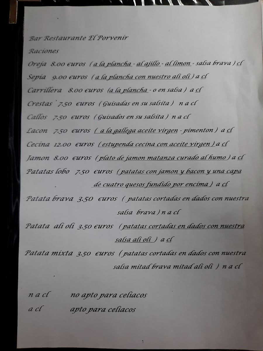 Restaurante El Porvenir Photo Menu 3