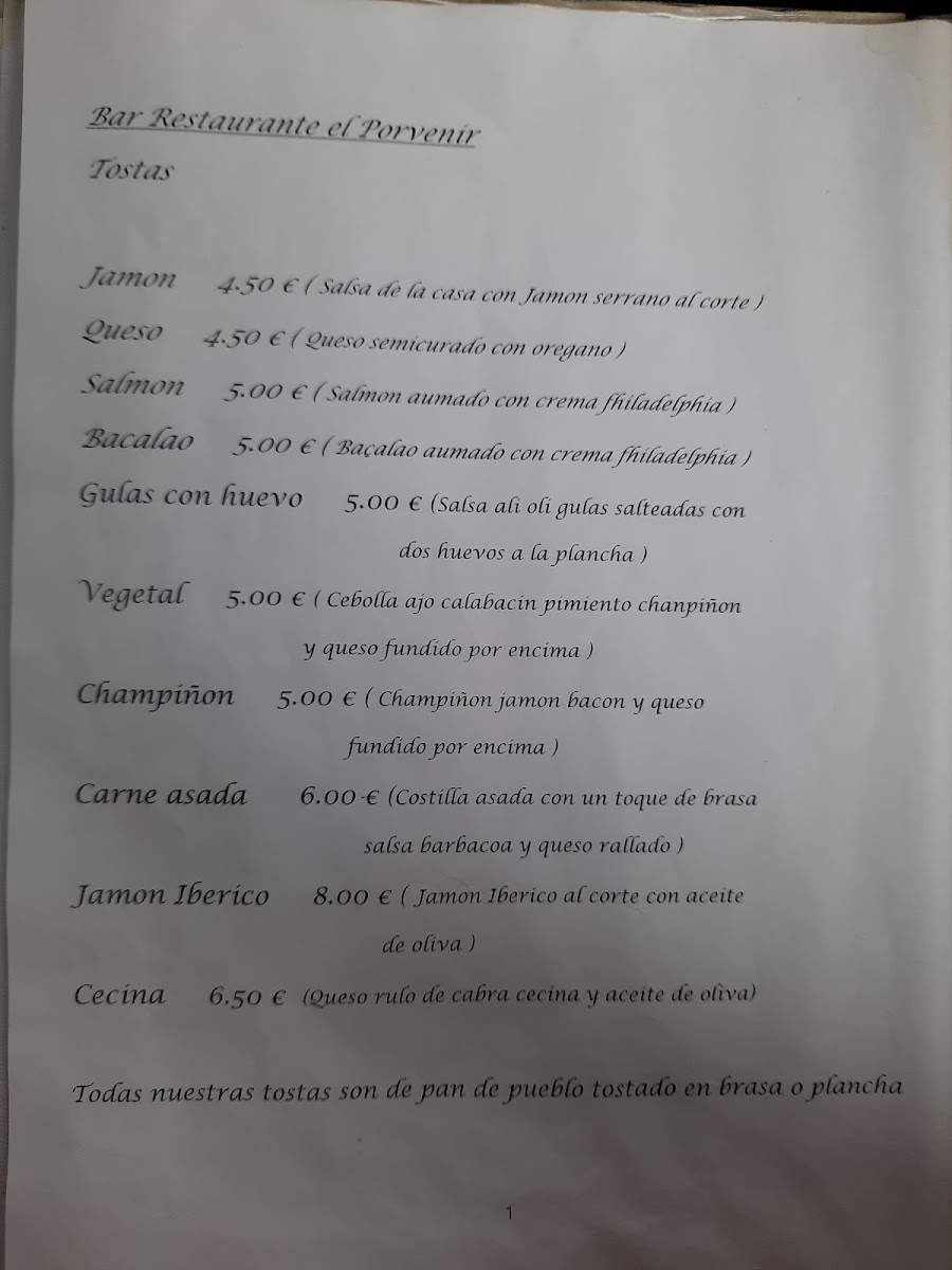 Restaurante El Porvenir Photo Menu 5