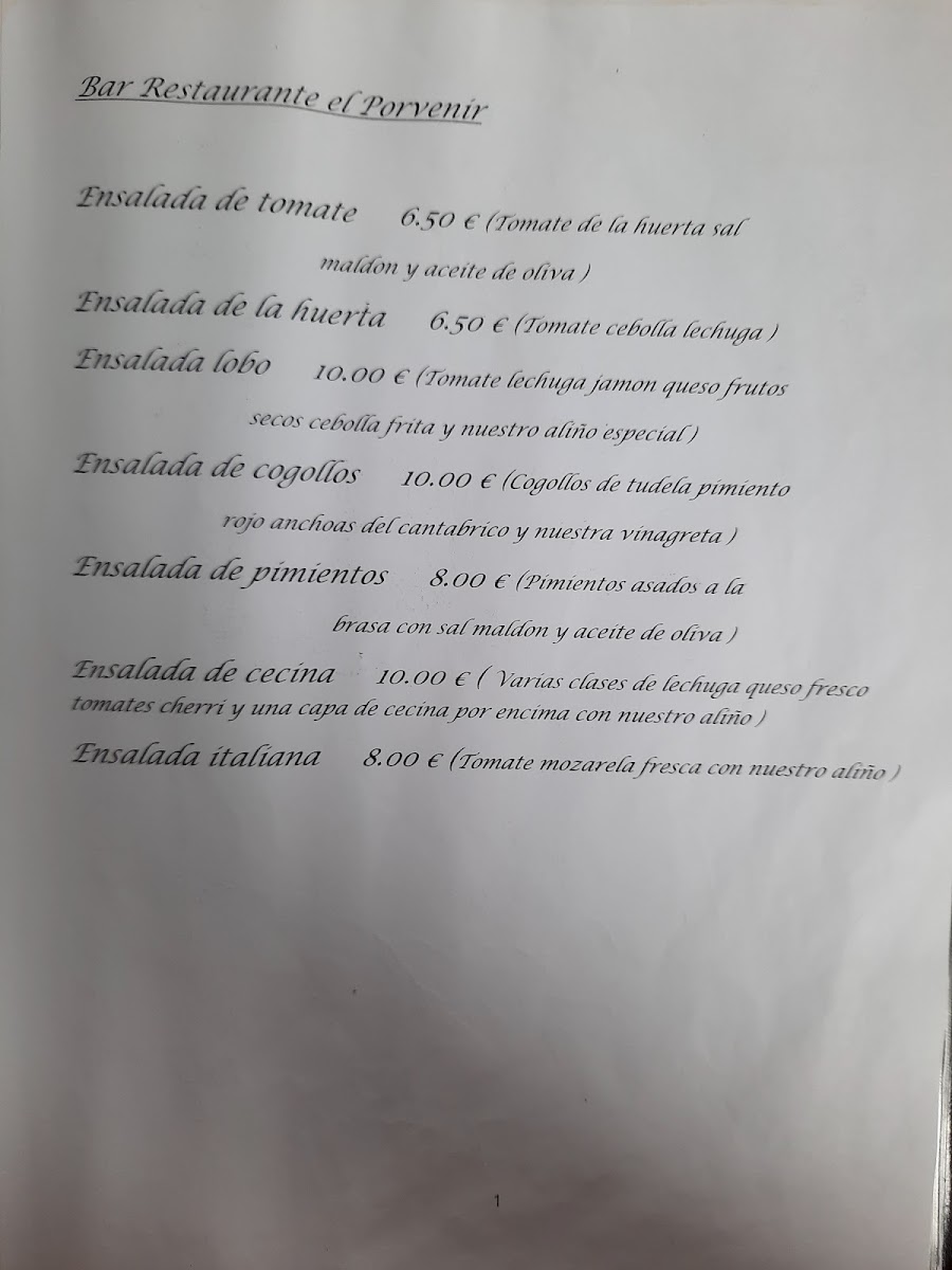 Restaurante El Porvenir Photo Menu 8