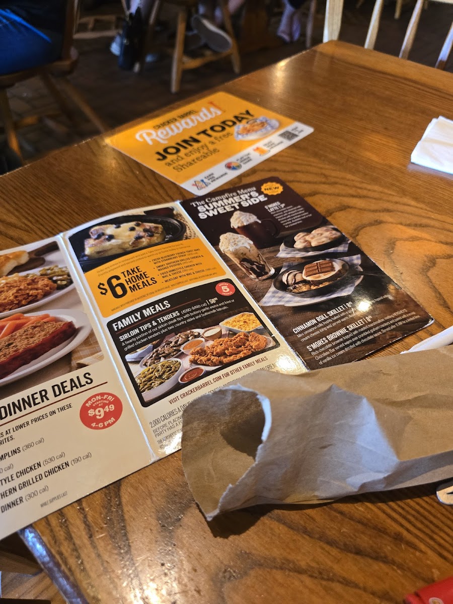 Cracker Barrel Old Country Store Photo Menu 1