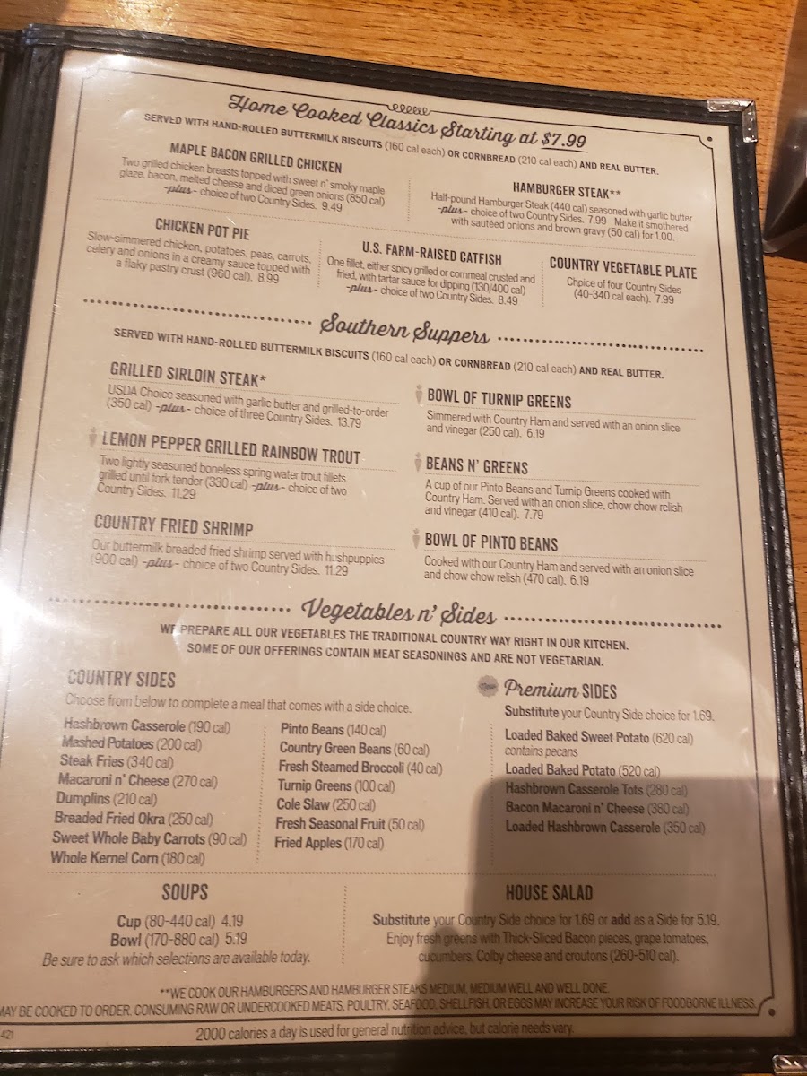 Cracker Barrel Old Country Store Photo Menu 7
