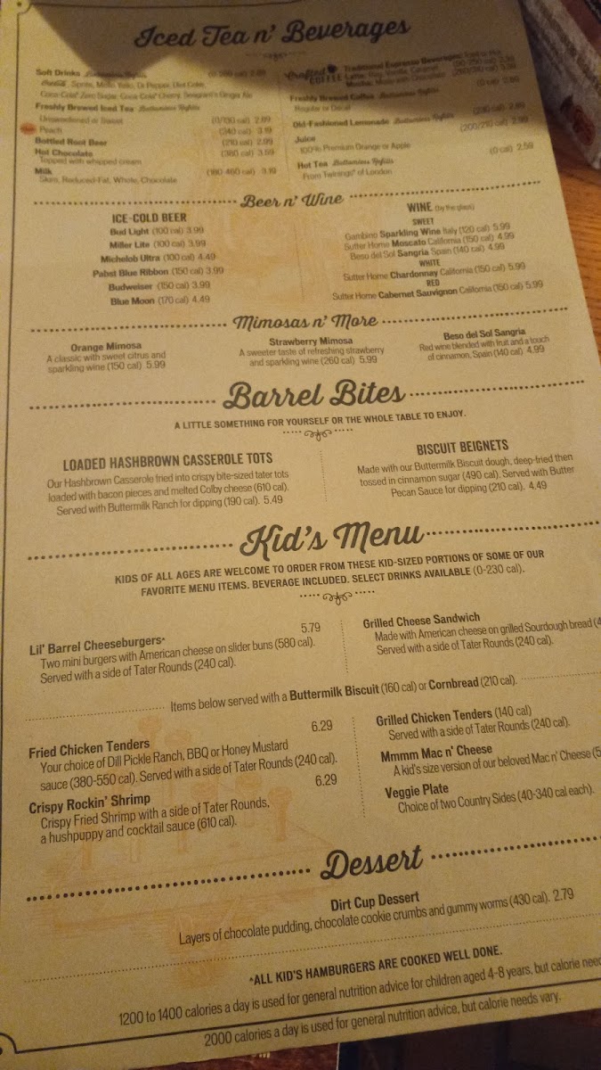 Cracker Barrel Old Country Store Photo Menu 8
