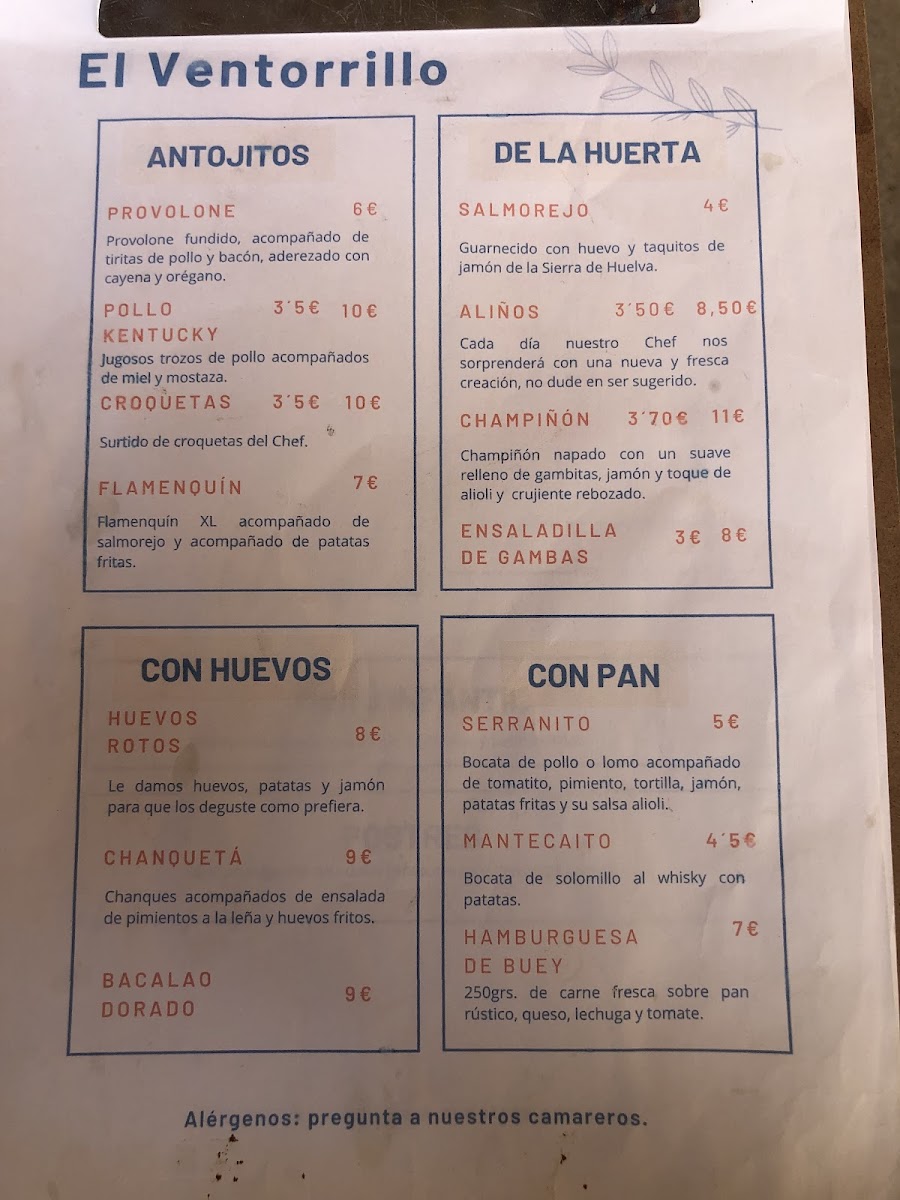 Bar El Ventorrillo Photo Menu 1