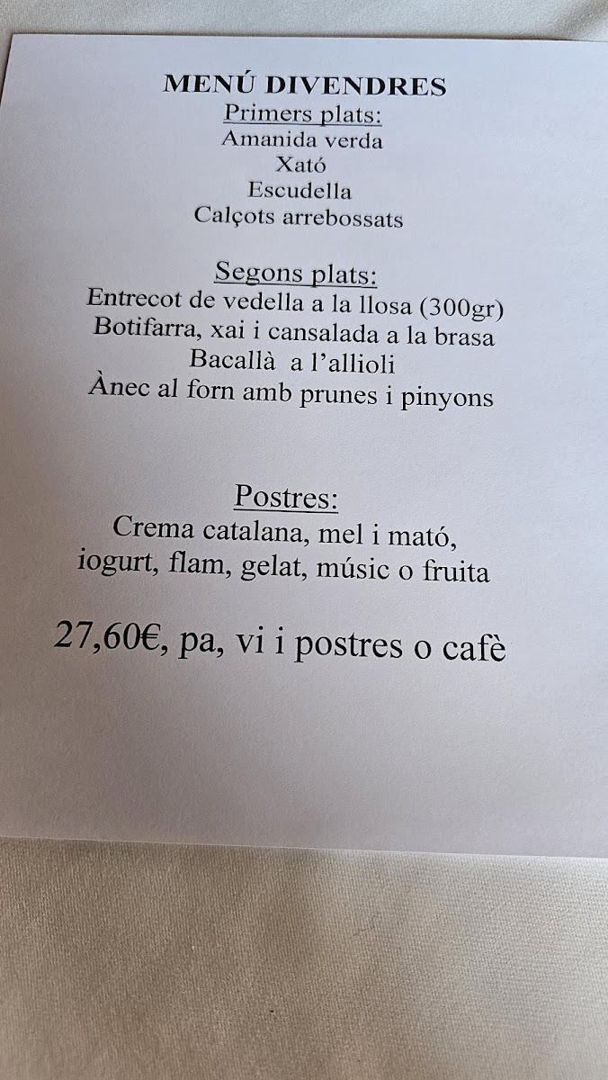 Restaurant Hostal Les Piques Photo Menu 1