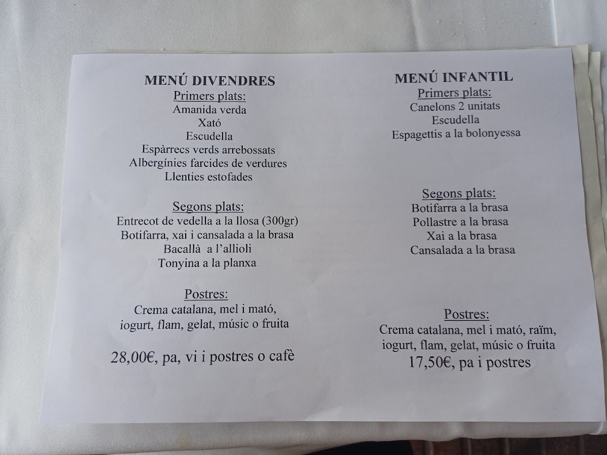 Restaurant Hostal Les Piques Photo Menu 2