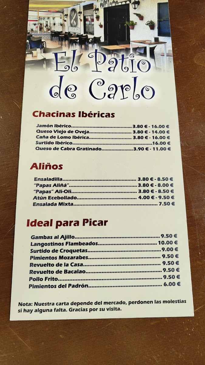 Restaurante El Patio Der Carlo Photo Menu 2