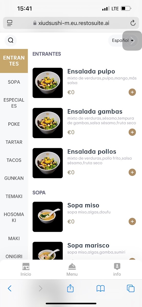 Xiud restaurante buffet la carta Photo Menu 8
