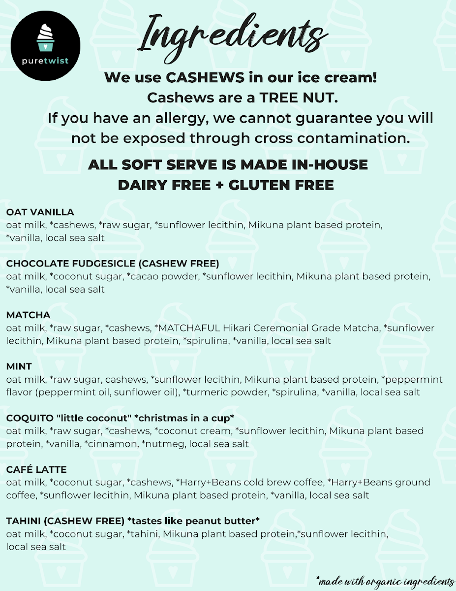 Pure Twist + Pure Juice Market Photo Menu 1