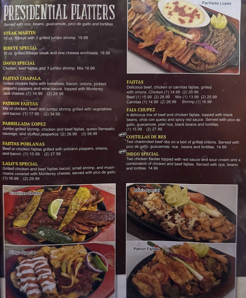 Patron Grill Photo Menu 1